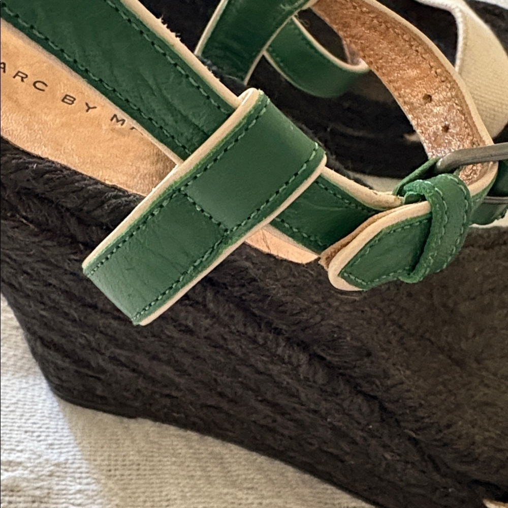 BNWOT Green and Cream Wedge Espadrille by Marc Jacobs - Picture 9 of 9
